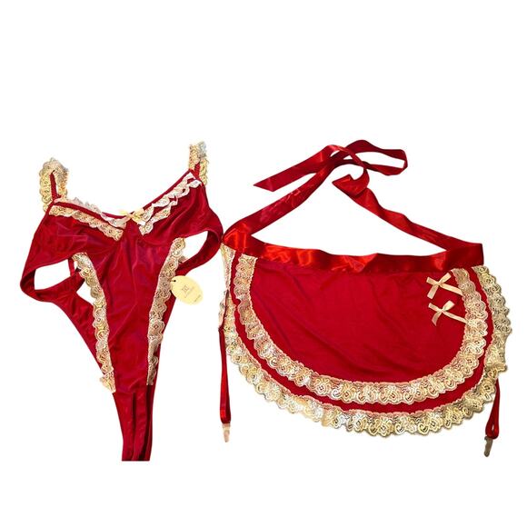 NWT AvidLove 2 Piece Red Lingerie Set with Apron Size 2XL - Picture 1 of 5